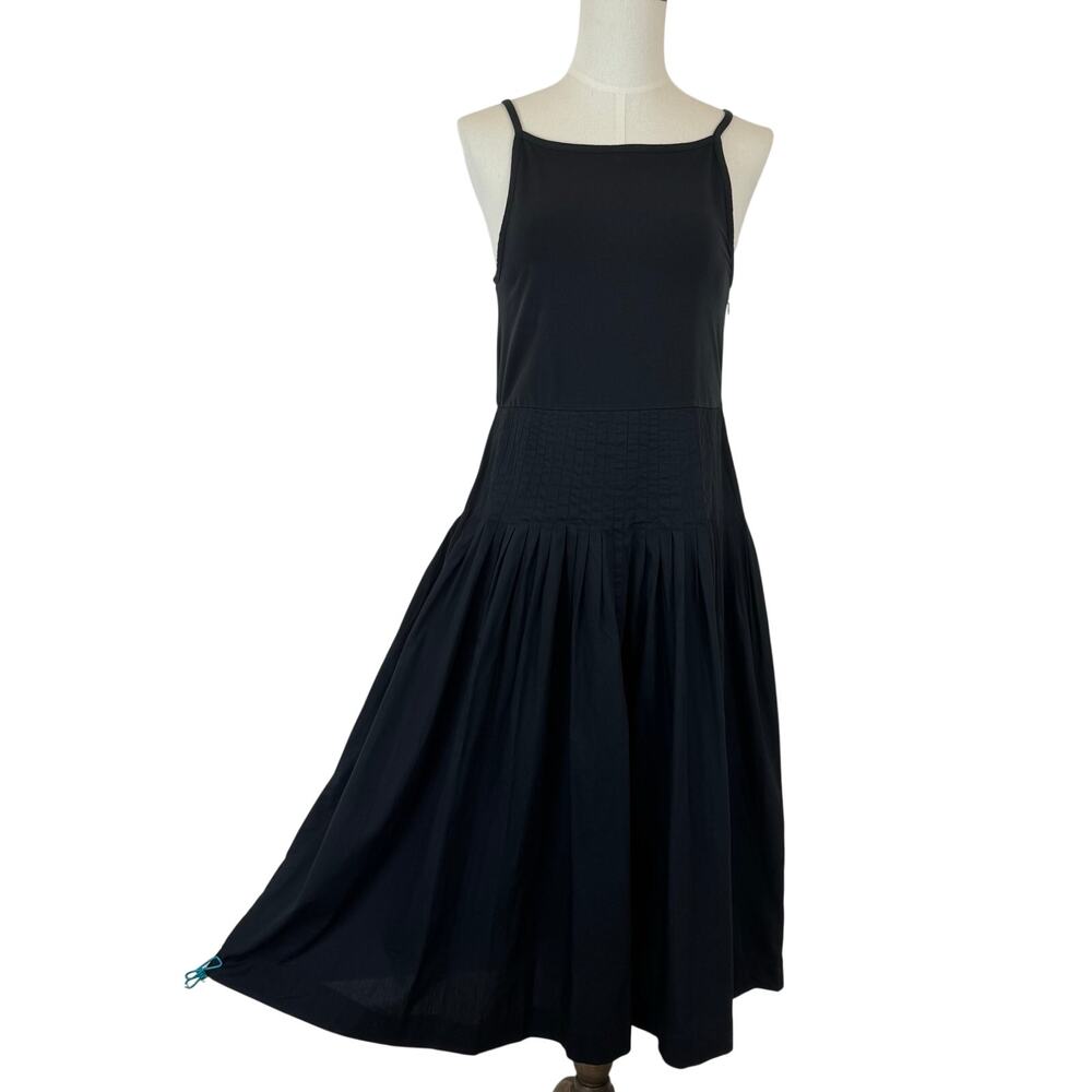 J. Crew Pintuck Mixy Midi Dress in Black XL NWT Stretch Cotton